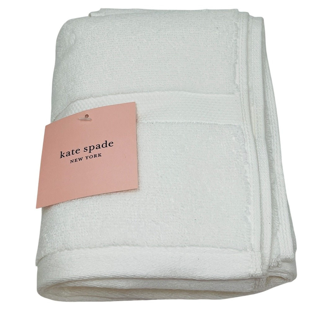 NWT Kate Spade HandTowel White 16" X 30" 100% Cotton Oeko Tex Single Band
